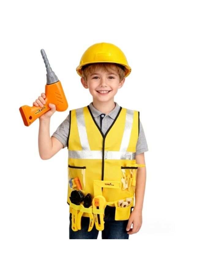 سترة المهندس الصغير، مجموعة ألعاب زي عامل الصيانة، زي عامل البناء، زي المسرح - Image 1