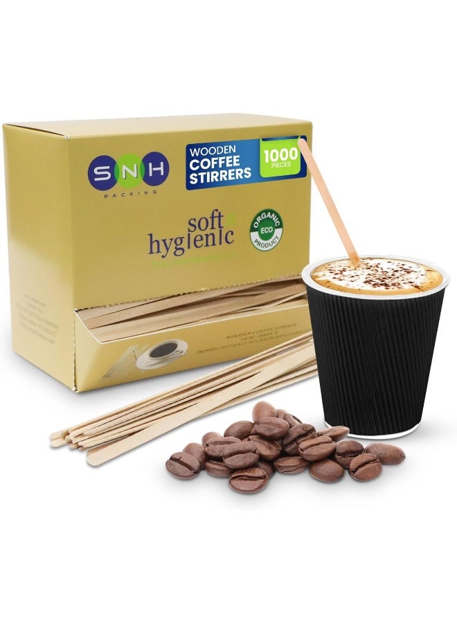 إس إن إتش باكينج أعواد تقليب القهوة من إس إن إتش، أعواد تقليب قهوة خشبية للاستخدام مرة واحدة، 14 سم، 1000 قطعة - Image 1