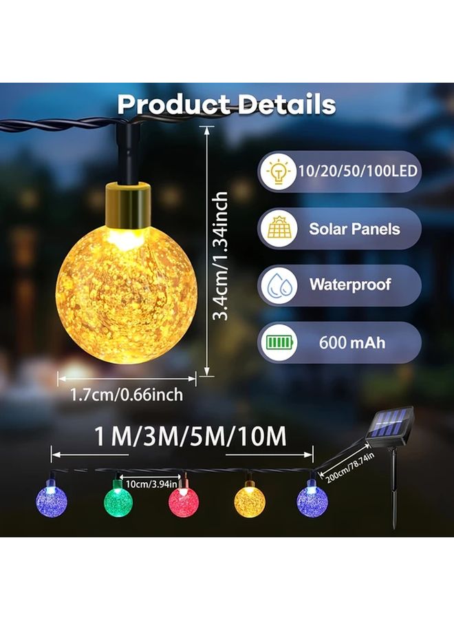 Large Crystal Ball Solar Garden Light Outdoor 39 37FT 100LEDS Warm Light 8 Functions IP65 Waterproof - Image 3