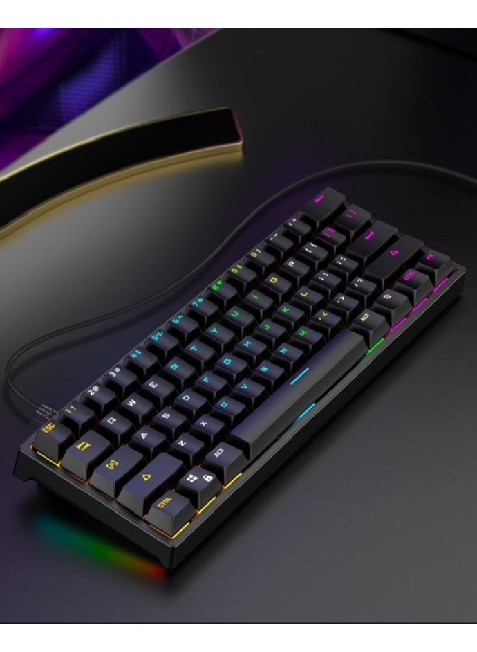 RGB Mechanical Gaming Keyboard，61 Keys USB Ergonomic Keyboard with 9 Colors Adjustable Backlights Compatible All PC, Computer, Laptop， Grade Anti Ghosting - Image 5