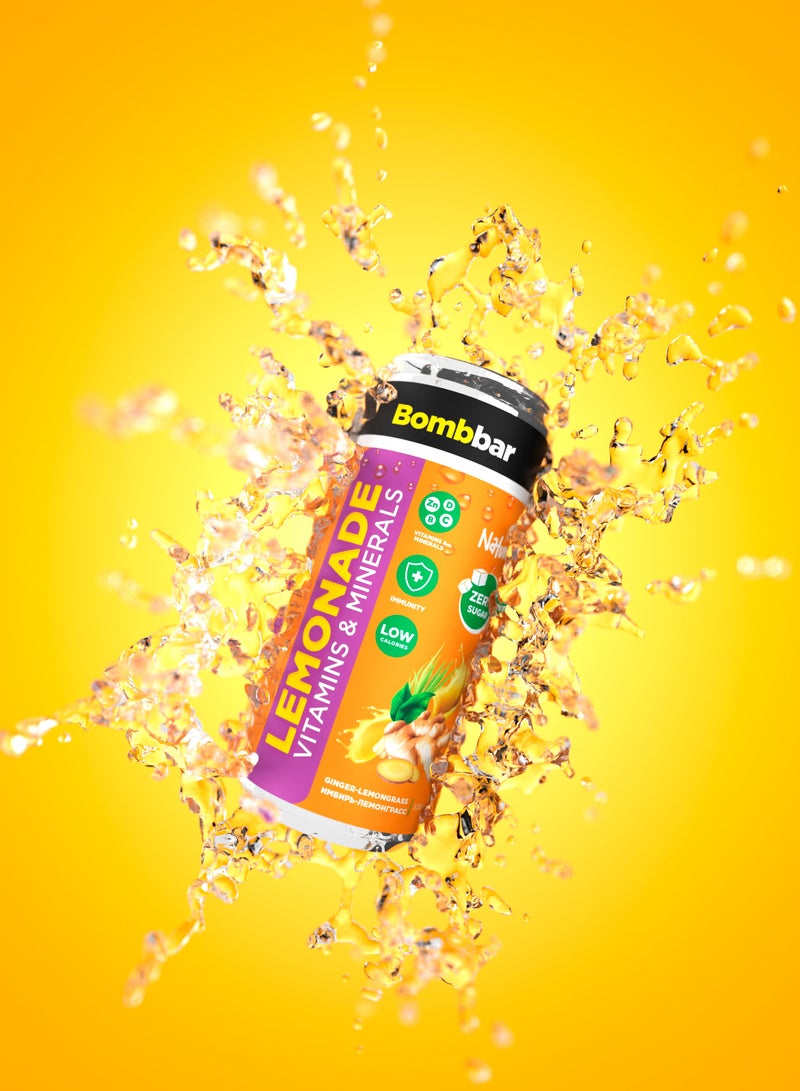 BOMBBAR Low Calories Vitamins & Minerals Drink Ginger & Lemon Grass Flavor Zero Sugar 6x330ml - Image 3