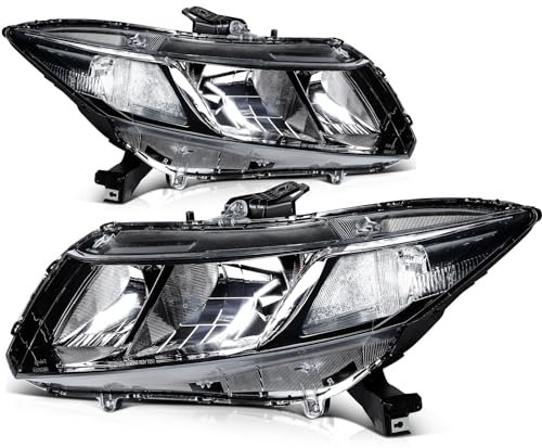 LBRST Headlight Assembly for Honda Civic 2012-2015 Clear Lens Black Housing Clear Reflector Driver and Passenger Side Headlamp - Image 1