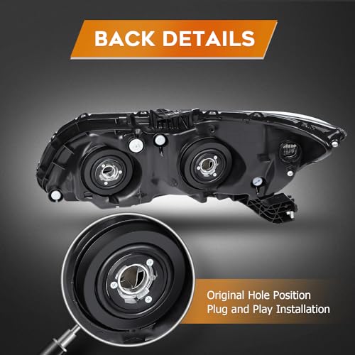 LBRST Headlight Assembly for Honda Civic 2012-2015 Clear Lens Black Housing Clear Reflector Driver and Passenger Side Headlamp - Image 4