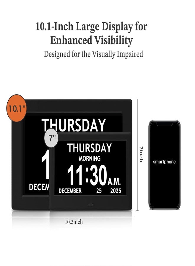 FLYRUIT 10.1'' Extra Large Digital Clock, 1280*800p HD Display, Dementia Clock For Seniors, Digital Clock With Date, Time, Day Of Week, 10 Reminders & 6 Alarms, Auto Dimming & DST, Remote Control, Black - Image 3