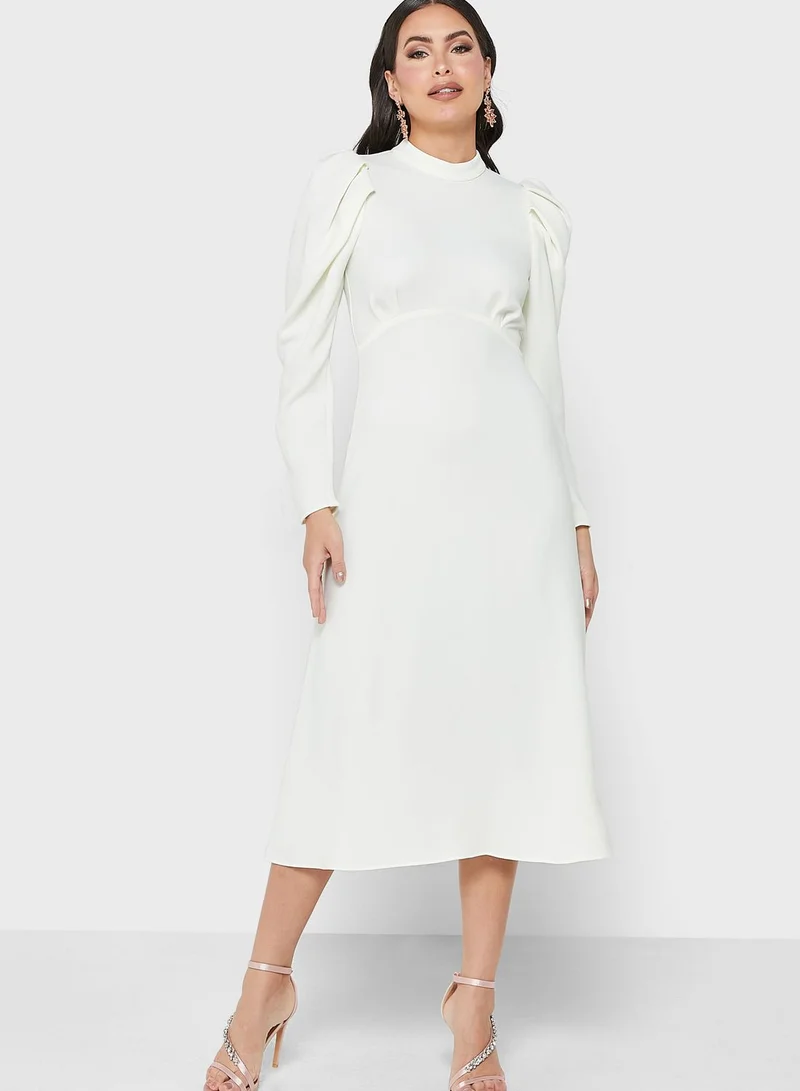 Closet High Neck Puff Sleeve Dress