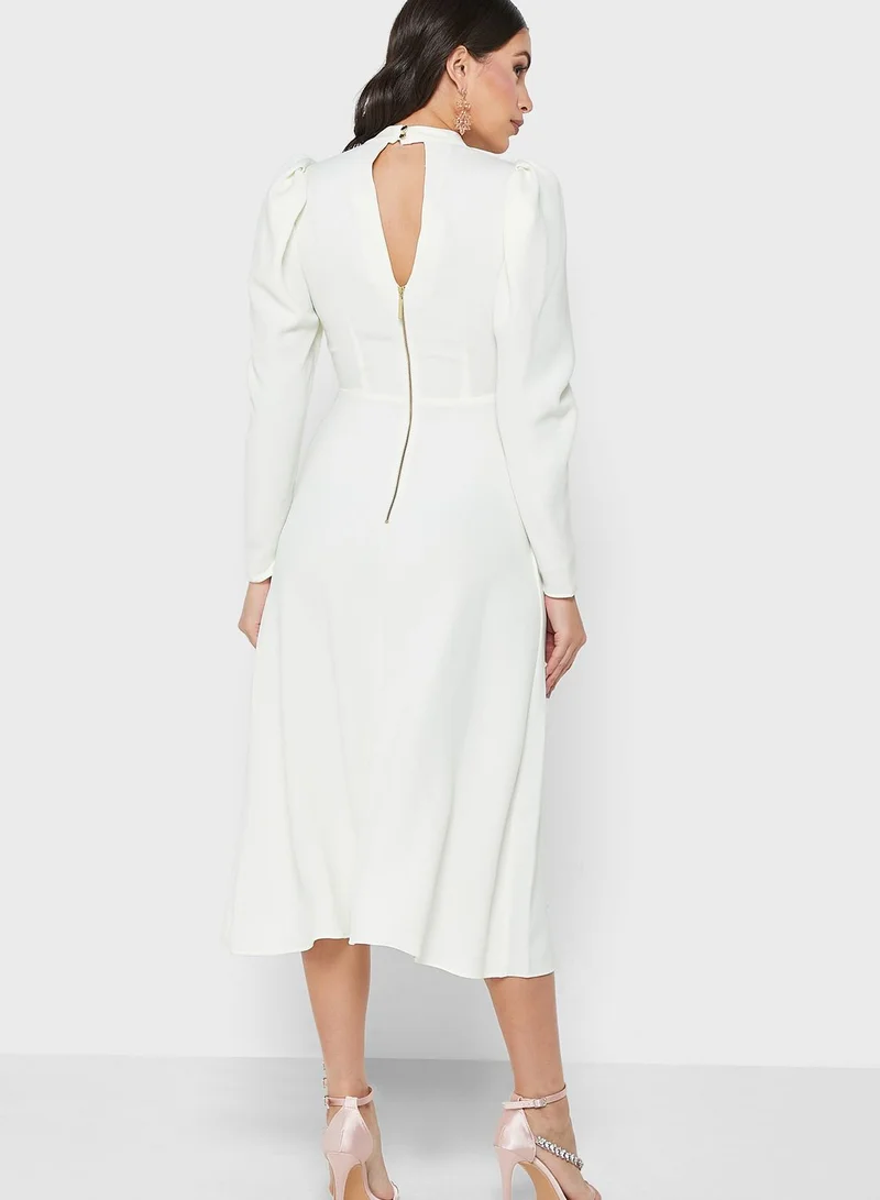 Closet High Neck Puff Sleeve Dress