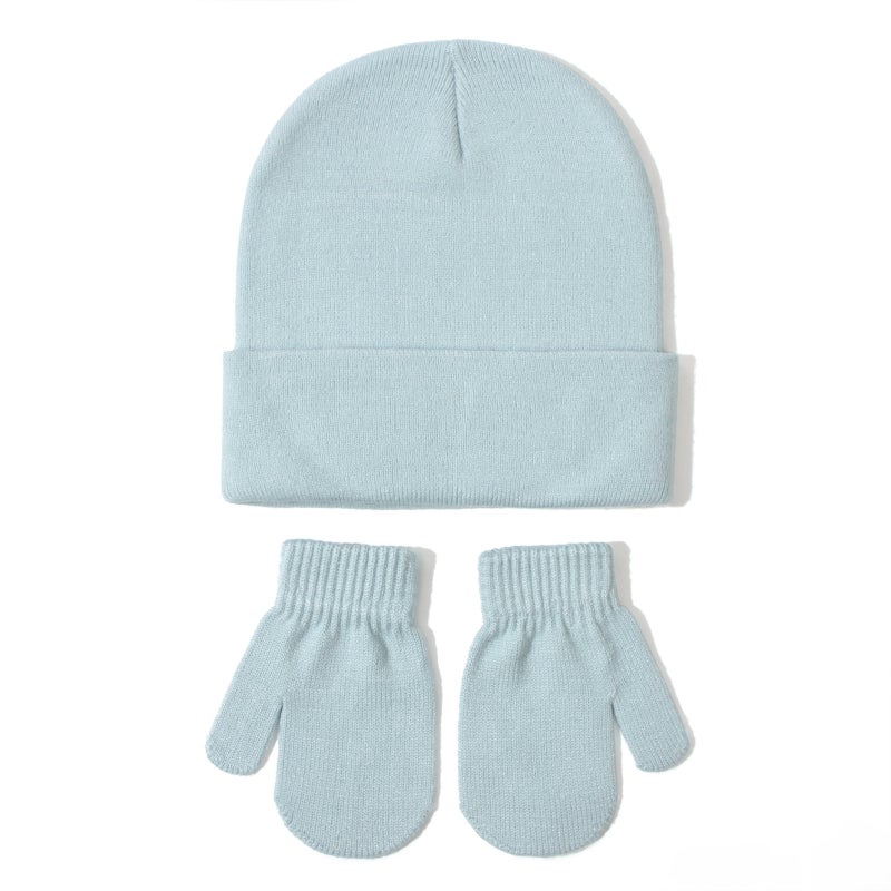 Baby Knit Hat Glove Set Autumn Winter #6 Purple - Image 2