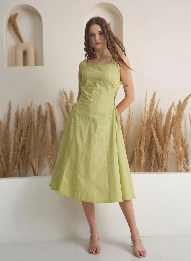 sanskrutihomes Sanskrutihomes Solid Sleeveless Pure Cotton A-Line Midi Dress
