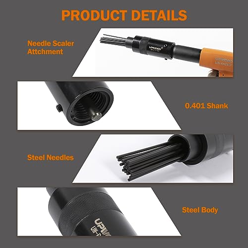UPWOOD Needle Scaler Attachment, with 19pcs Needles, Screw On for Use UW-AH190P AH250P Air Hammer, Paint, Rust, Dirt and Weld Dust Remover - Image 4