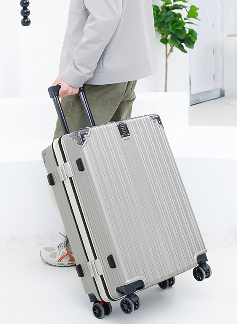 24" Suitcase Carry-on Travel Luggage, PC Material Aluminum Frame Hardside Luggage with USB Charging Port, Lightweight Durable Trolley Case  - Image 1