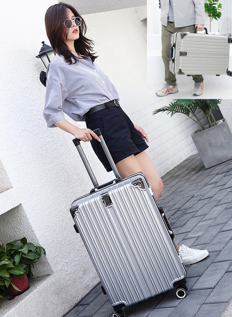 24" Suitcase Carry-on Travel Luggage, PC Material Aluminum Frame Hardside Luggage with USB Charging Port, Lightweight Durable Trolley Case  - Image 2