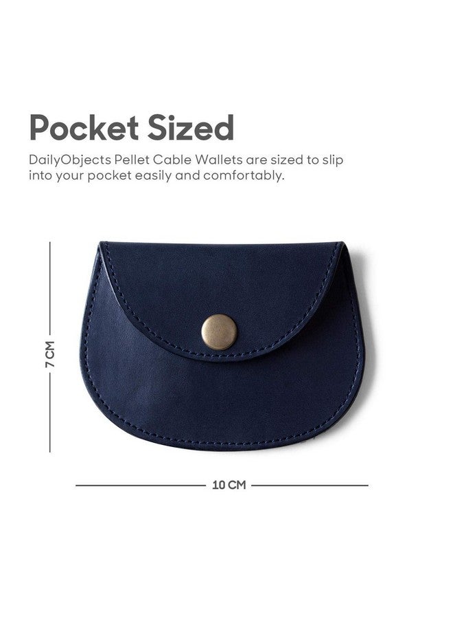 DailyObjects Pellet Cable/Coin Wallet | Multipurpose Real Leather Wallet/Clip Organiser/Cable Holder/Coin Wallet | (Blue & Brown) - Set of 2 - Image 5