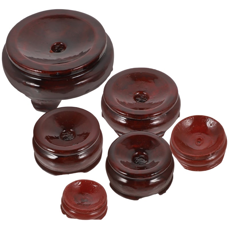 6pcs Crystal Stand Round Hollow Sphere Wood Base Crystal Display Rack - Image 5