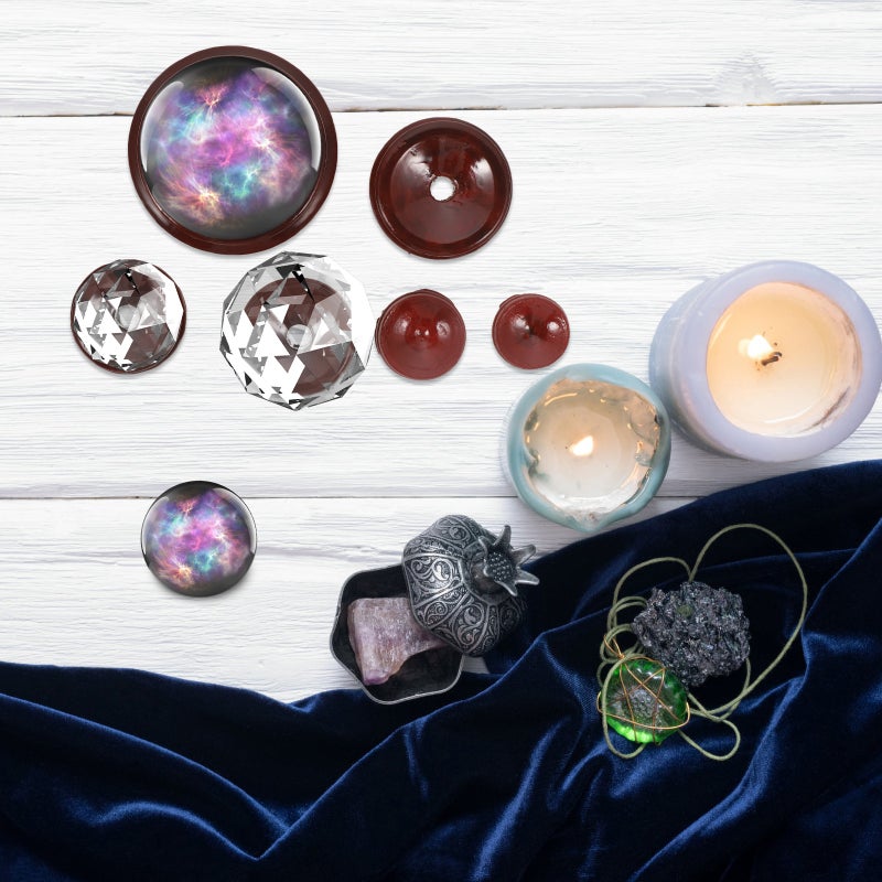 6pcs Crystal Stand Round Hollow Sphere Wood Base Crystal Display Rack - Image 2