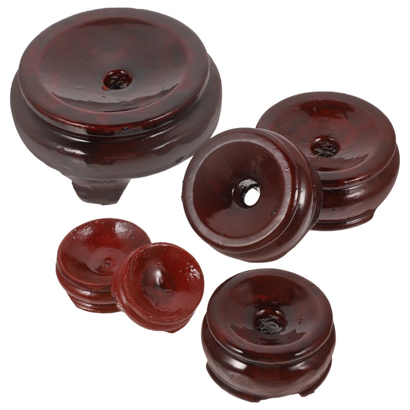 6pcs Crystal Stand Round Hollow Sphere Wood Base Crystal Display Rack - Image 3