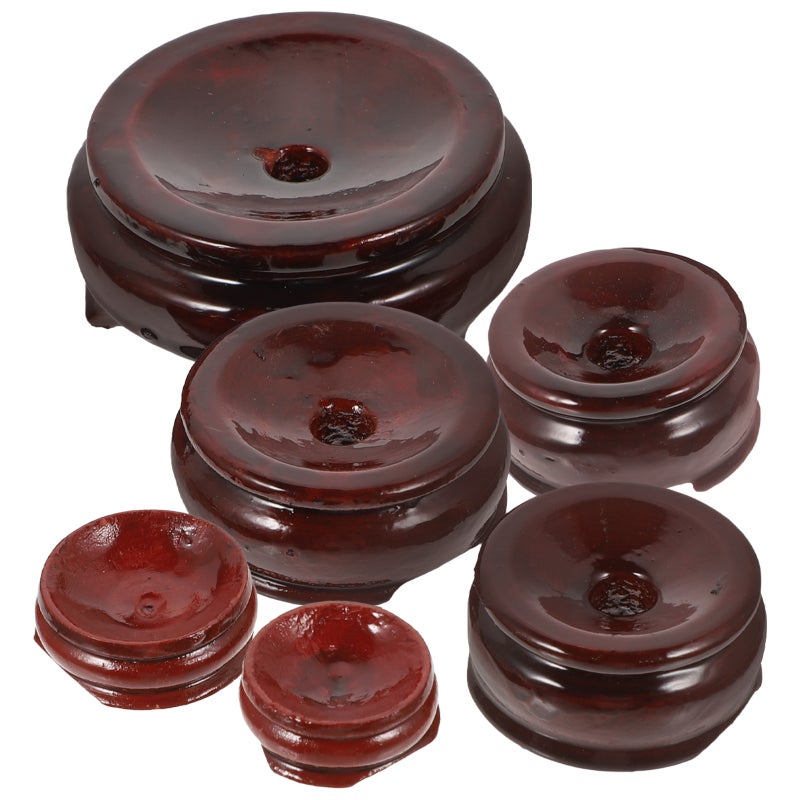 6pcs Crystal Stand Round Hollow Sphere Wood Base Crystal Display Rack - Image 1