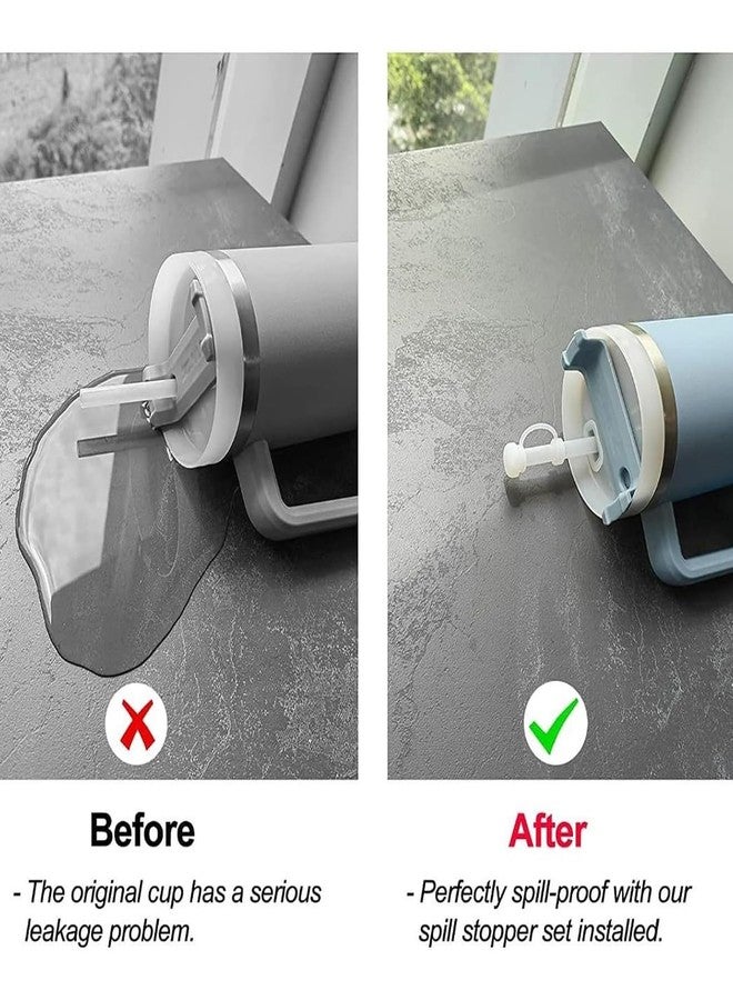 Kleeblatt مجموعة كليبلات من 6 قطع من سدادات السيليكون المانعة للتسرب، متوافقة مع أكواب ستانلي 2.0 سعة 30 و40 أونصة، تتضمن الملحقات غطاءً شفافًا للمصاصة، وسدادة للغطاء، ومانعًا للتسرب. - Image 3