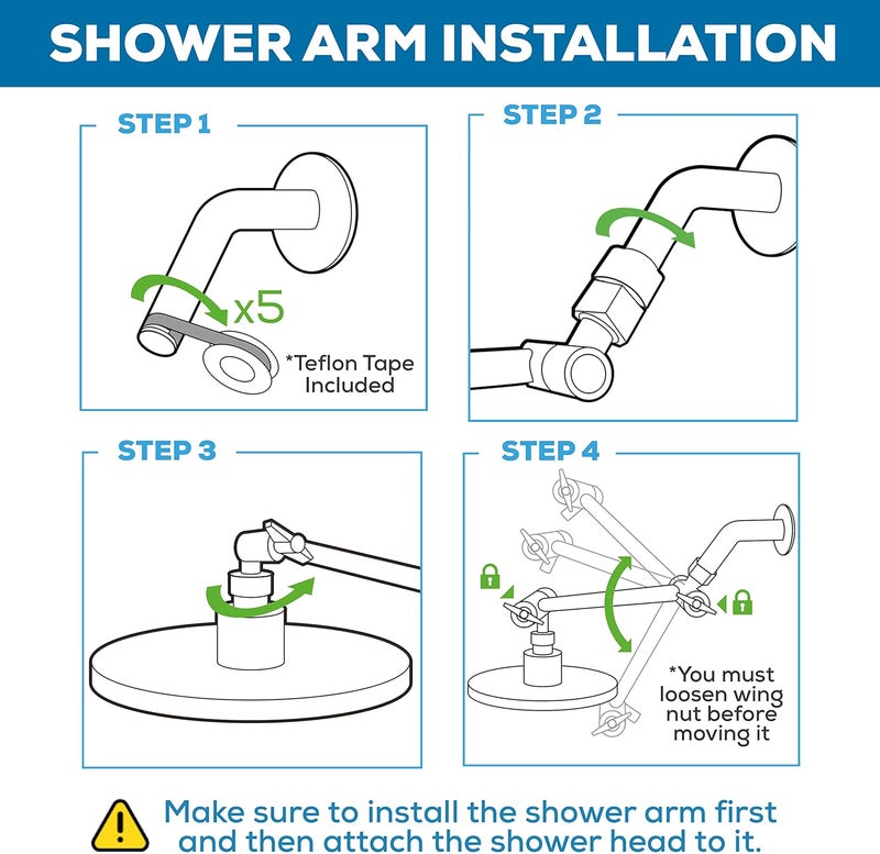 SparkPod 11" Solid Brass Shower Head Extension Arm - Flexible Height & Angle Adjustable Shower Arm Extension for Rain Showerheads with Sturdy Lock - Universal Pipe Connection (Luxury Polished Chrome) - Image 5