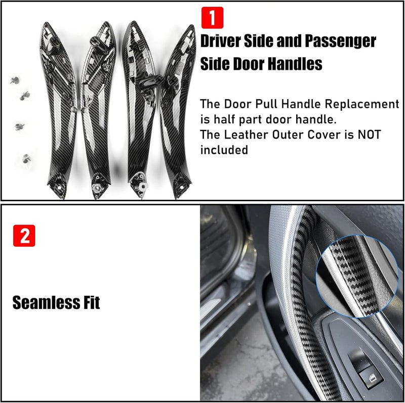 Jaronx Compatible with BMW Door Handles Replacement for 320i,325i,328i,330i,335i,340i F30/F31/F80 M3, 4PCS Driver Side and Passenger Side Interior Door Pull Handle Replacement(NOT for 4 Series) - Image 5