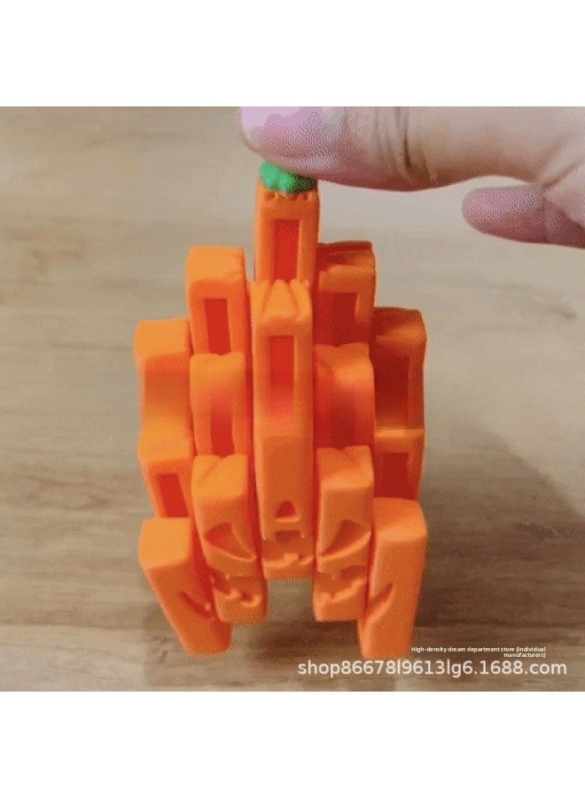 Loquat Tos Pumpkin Y Printing Strip Kin3Dpu  Mp Toy Creative Decompression Tr Ip China-Color:【yellow】 Pumpkin Strip Toy-Specification:6*6*6cm, About 75g, Packed In Ziplock Bag - Image 2
