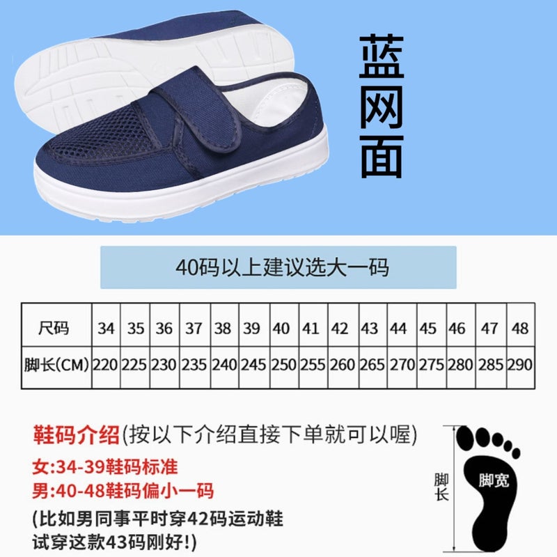 Breathable Anti-Static Mesh Shoes Pu Thickened Soft Sole Velcro Canvas Shoes Non-Slip Durable Single Hole Dust-Free Shoes - Image 3