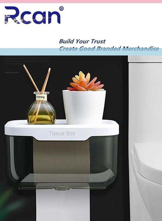 Rcan Perforation Free Wall Mounted Tissue Box Tissue Dispenser Dryer Sheet Holder Clear Tissue Storage for Bathroom Kitchen Living Room Bedroom Office or Wall Mounted Creative Style Tissue Box - Image 1