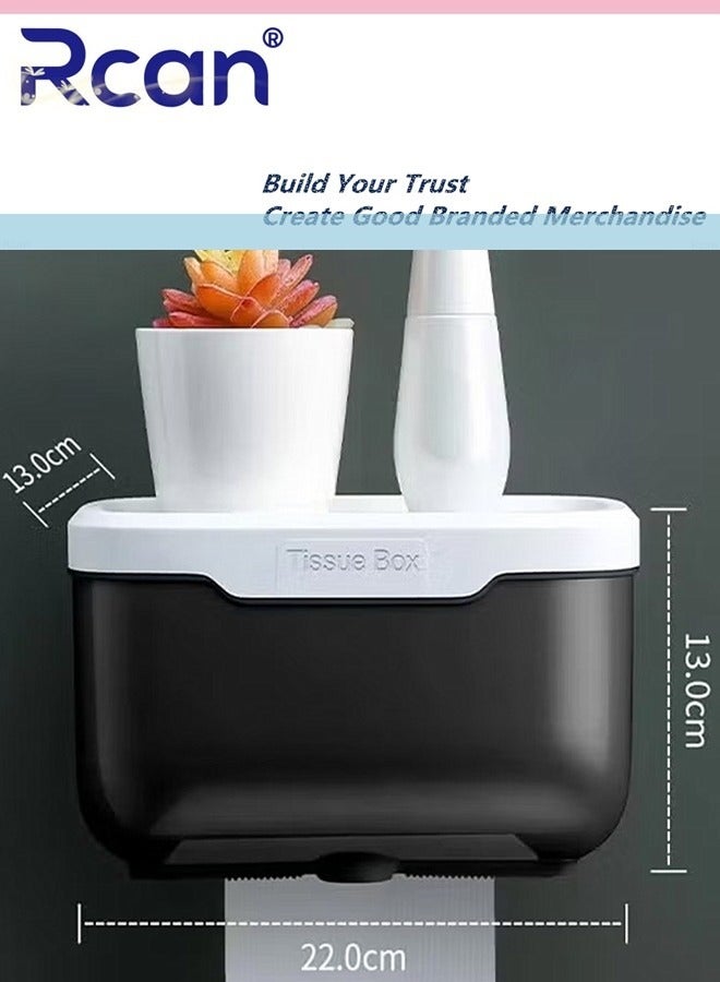 Rcan Perforation Free Wall Mounted Tissue Box Tissue Dispenser Dryer Sheet Holder Clear Tissue Storage for Bathroom Kitchen Living Room Bedroom Office or Wall Mounted Creative Style Tissue Box - Image 2