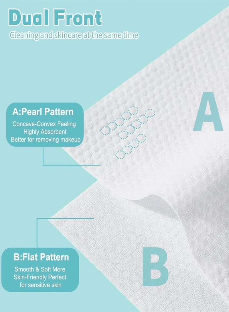 مناشف وجه للاستخدام مرة واحدة، 180 منديلًا (60 منديلًا * 3 عبوات)، مناديل جافة ناعمة من القطن للوجه، متعددة الأغراض للعناية بالبشرة، ومزيل المكياج، ومناديل الوجه، وتنظيف الوجه - Image 2