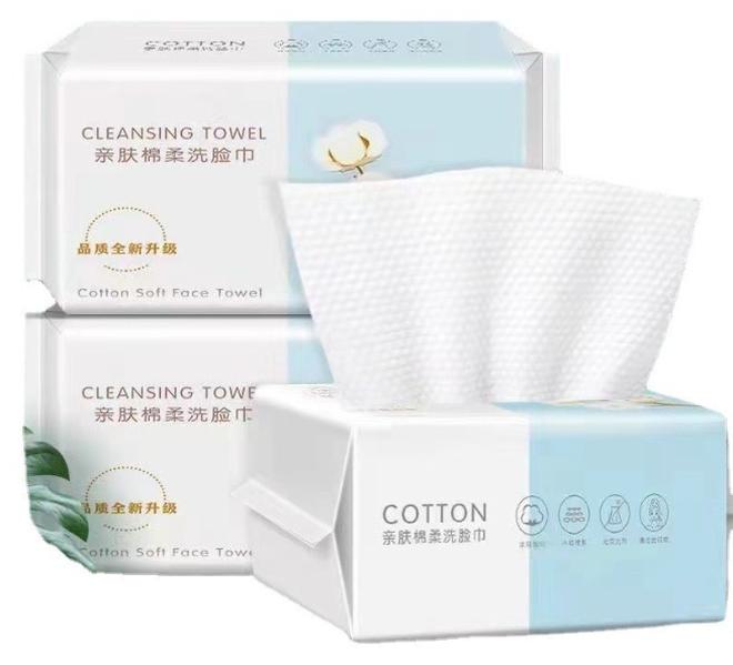 مناشف وجه للاستخدام مرة واحدة، 180 منديلًا (60 منديلًا * 3 عبوات)، مناديل جافة ناعمة من القطن للوجه، متعددة الأغراض للعناية بالبشرة، ومزيل المكياج، ومناديل الوجه، وتنظيف الوجه - Image 1