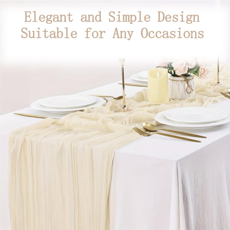 ACSUIT 4 Pack Ivory Cheesecloth Table Runner 20 x 120 inch Gauze Table Runners 10 FT Long,Semi Sheer Cheese Cloth Fabric Table Runner Bulk for Wedding,Party,Baby Shower,Bridal Shower Decoration - Image 4