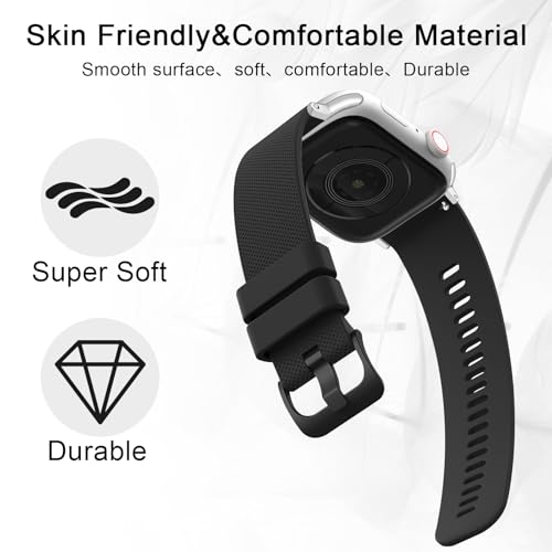 Meliya Bands Compatible with Apple Watch Band 49mm 46mm 41mm 45mm 38mm 42mm 40mm 44mm for Women Men, Soft Silicone Replacement Straps for iWatch Ultra 2 Series 10 9 8 7 SE 6 5 4 3 2 1 - Black - Image 5