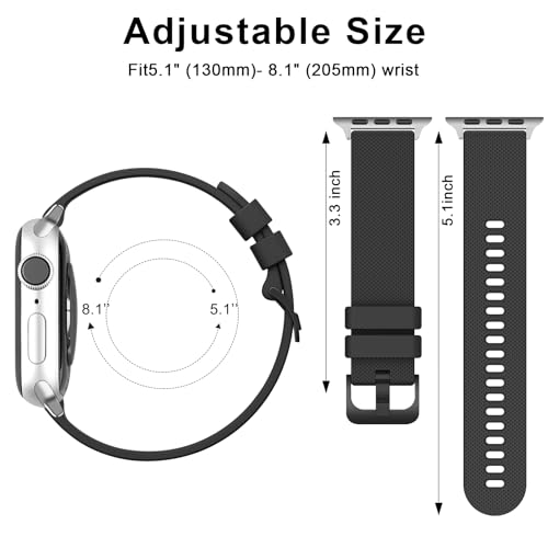 Meliya Bands Compatible with Apple Watch Band 49mm 46mm 41mm 45mm 38mm 42mm 40mm 44mm for Women Men, Soft Silicone Replacement Straps for iWatch Ultra 2 Series 10 9 8 7 SE 6 5 4 3 2 1 - Black - Image 3