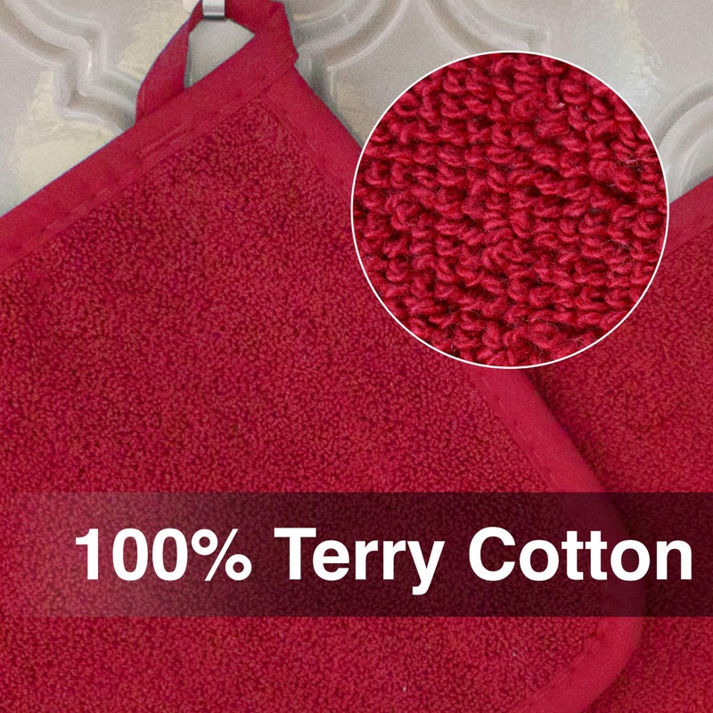 RITZ Terry Potholder & Hot Pad: Unparalleled Heat Resistant, Durable 100% Cotton â€“ Ergonomically Designed for Optimal Grip â€“ Easy-Care Machine Washable â€“ 4-Pack, Paprika Red - Image 2