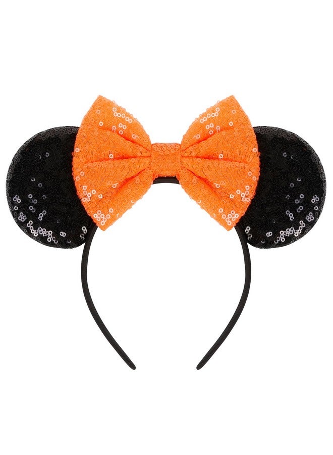 ووفوووفو عصابة رأس على شكل أذن فأر في الهالوين للنساء، عصابة رأس على شكل أذن فأر بفيونكة برتقالية، عصابات شعر من الترتر، زي تنكري للأميرة، إكسسوارات شعر - Image 1