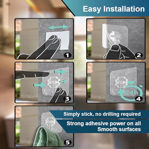 DALUCI Adhesive Wall Hook – Heavy Duty Wall Hanger Hook for Wall Hanging Without Drilling – Nail-Free Stainless Steel Sticker Hooks for Kitchen, Bathroom & Home Improvement (Flower Hook, Pack of 15) - Image 5