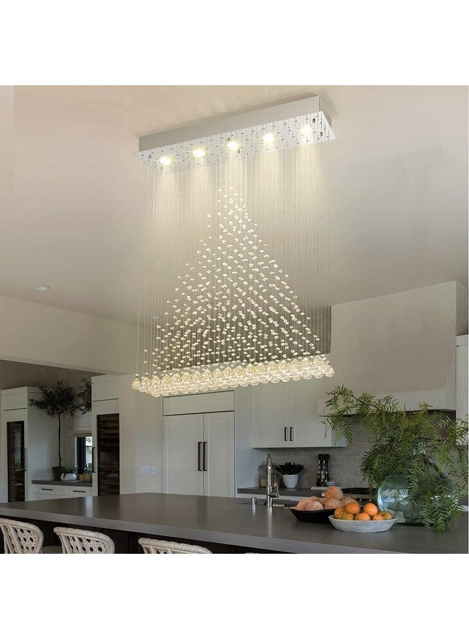 CRYSTA WORLD Raindrop K9 Crystal Modern Chandelier for Home (Piraamid, L22/W5/H18)(AC/DC) - Image 1