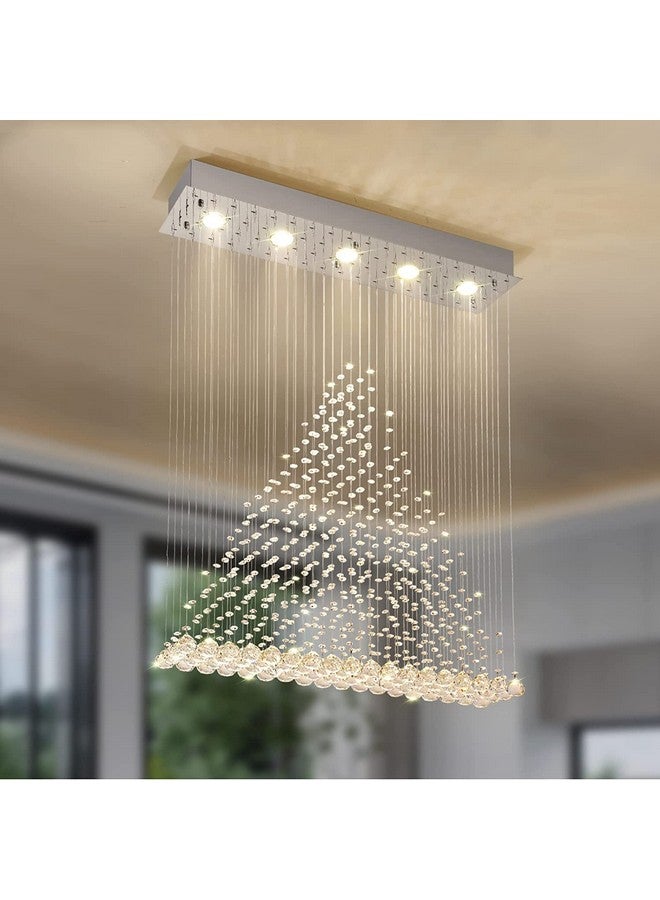 CRYSTA WORLD Raindrop K9 Crystal Modern Chandelier for Home (Piraamid, L22/W5/H18)(AC/DC) - Image 4