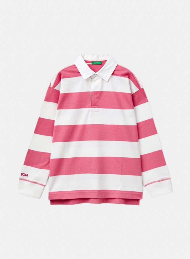 بينيتون بولو أولاد بقصة رياضية وخطوط - Image 1