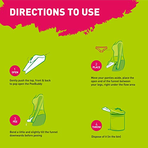 PEE BUDDY 20 Funnels Portable Female Urination Device | Disposable Female Urinal Funnel | Travel, Camping & Hiking and Outdoor Activities | Foldable and Compact Stand and Pee Funnel for Women, Girls - Image 3