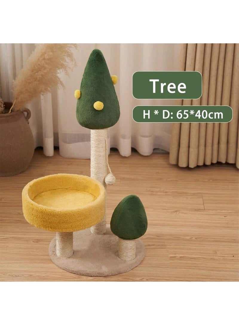 Cat Scratching Post Tall Sisal Cactus Cat Scratcher with 3 Different Height Poles and Hanging Ball - Image 2
