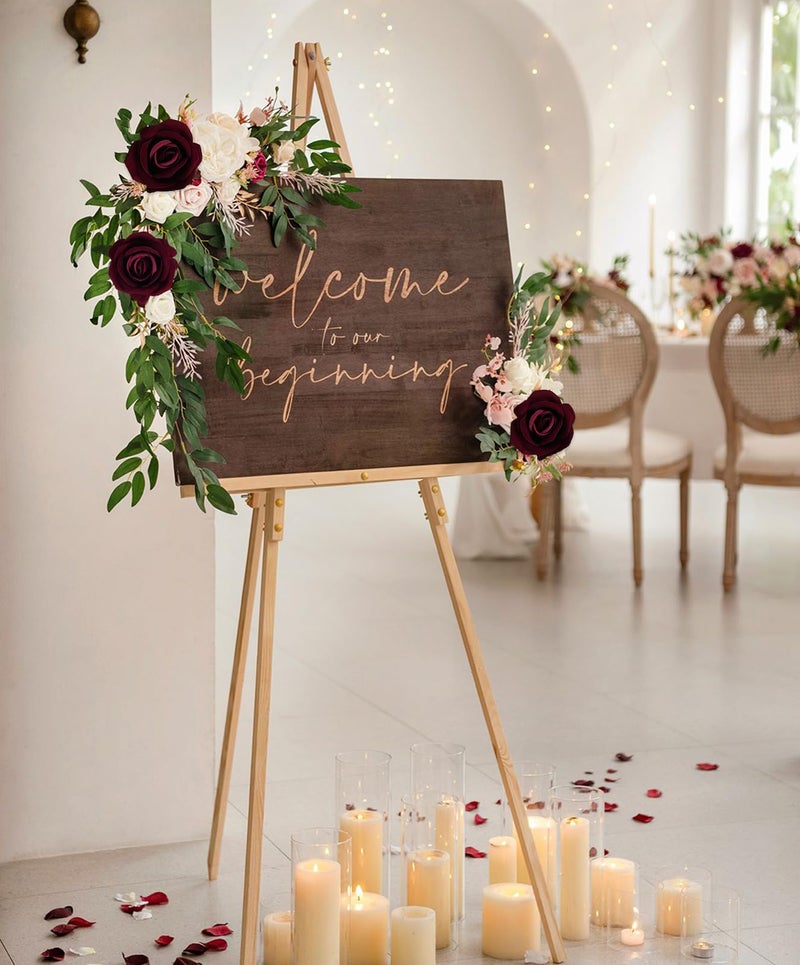 ICBOX Burgundy Artificial Flowers Velvet Roses 25 PCS Real Look Silk Flowers with Stems for DIY Wedding Party Baby Shower Home Decoration(Burgundy) - Image 4