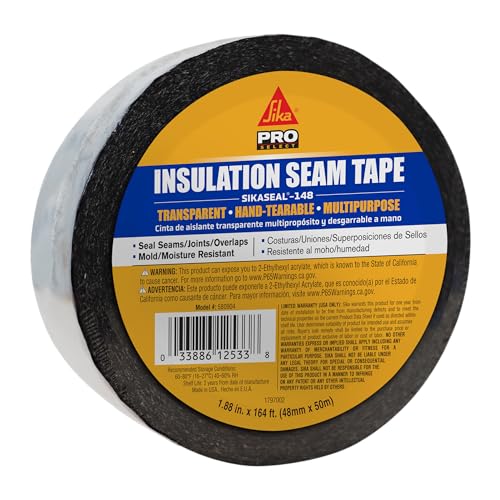 SIKA SikaSeal-148 Insulation Seam Tape - Clear, Multipurpose, Hand-Tearable Acrylic Adhesive - Indoor/Outdoor Use, UV Resistant, Moisture & Mold Resistant, 2-in x 164 ft - Image 1