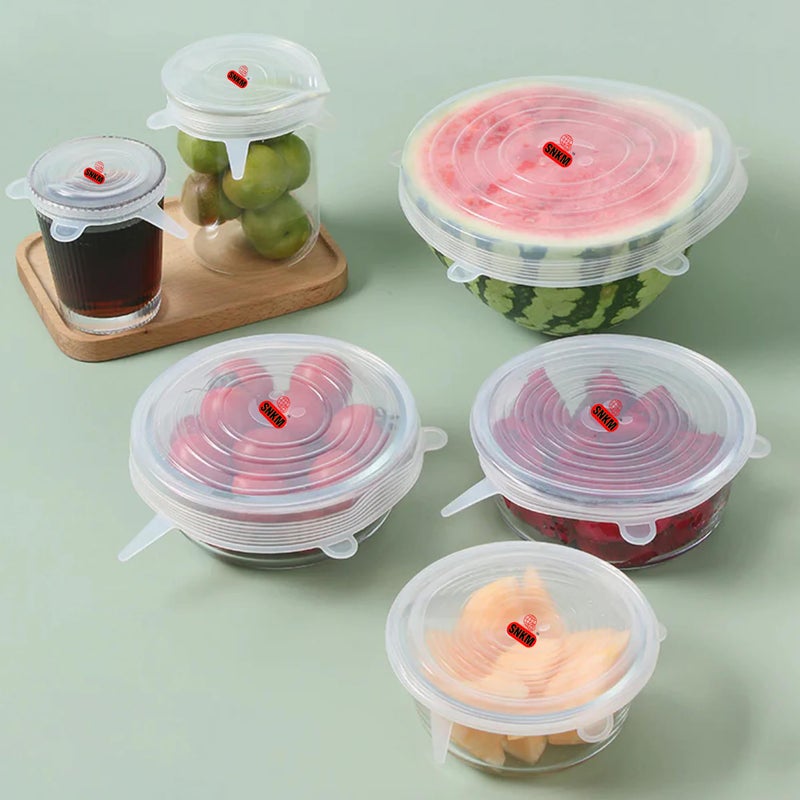 SNKM - Silicone Stretch Lids, Reusable Durable Food Storage Covers for Bowls, Fit for Different Sizes & Shapes of Container, Dishwasher & Freezer Safe - (Set of 6, Pack of 1) - Image 1