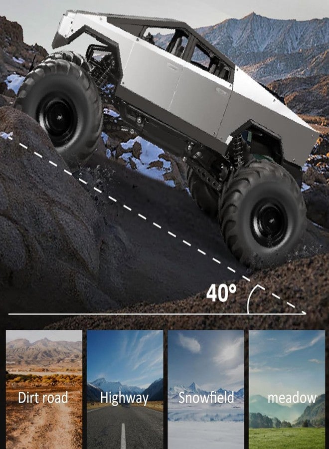 RABJET Cyber Style Truck Alloy RC Cars 1:8 Metal Big Remote Control Car 2.4 GHz 36KPH -4WD All Terrain RTR Trucks Aluminum Shock Climbing 35° Angles Sound&Light Effect Truck 4.3LB 21IN Gift for Kids - Image 5