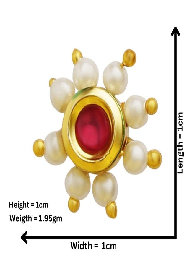 ACCESSHER Traditional and Ethnic Kundan and Pearls Embellished Delicate Floral Shape Design Non-Piercing Clip On Nose Pin/Nose Ring for Women and Girls Pack of 1 - Image 5