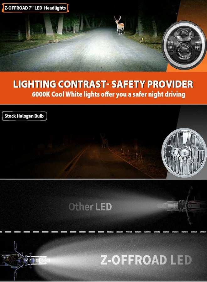 Z-OFFROAD مصباح أمامي LED للدراجات النارية من Z-OFFROAD مقاس 7 بوصات مع إضاءة نهارية وهالة بيضاء، متوافق مع دراجات هارلي ديفيدسون ستريت جلايد، رود كينج سبيشال، إلكترا جلايد، ألترا كلاسيك، فات بوي، هيريتدج سوفتيل - Image 5