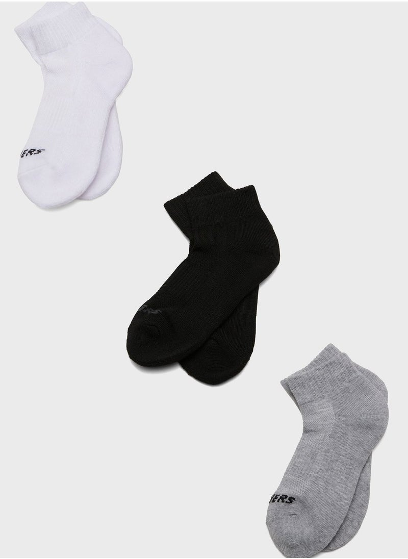 SKECHERS 3 Pack Terry Qtr Crew Socks  - Image 1