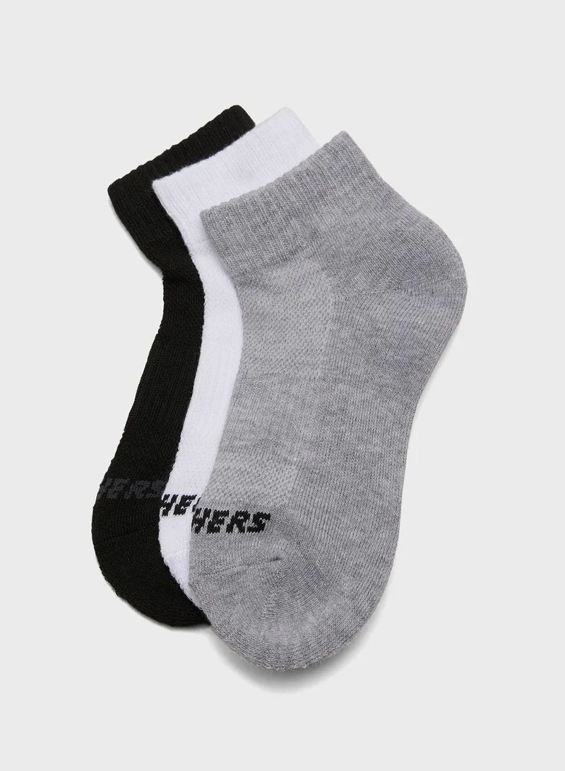 SKECHERS 3 Pack Terry Qtr Crew Socks