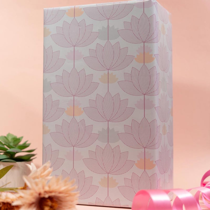 eVincE - thoughtful PRESENTations eVincE Lotus Gift wrapping paper |Spread Joy with Lotus, for him her adult office gifting social gifts Diwali Xmas and more (Pack of 25)(70 x 50 cms Big Sheet)  - Image 2