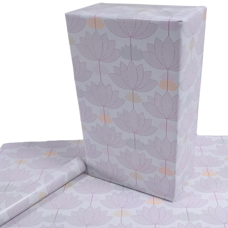 eVincE - thoughtful PRESENTations eVincE Lotus Gift wrapping paper |Spread Joy with Lotus, for him her adult office gifting social gifts Diwali Xmas and more (Pack of 25)(70 x 50 cms Big Sheet)  - Image 1